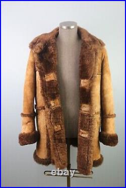 Men's Vintage Shearling Sheepskin Rancher Coat, Made in Canada, 46