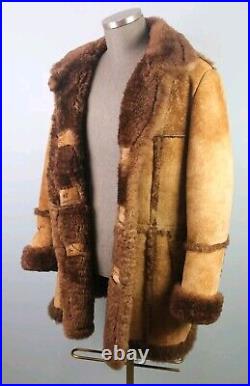 Men's Vintage Shearling Sheepskin Rancher Coat, Made in Canada, 46