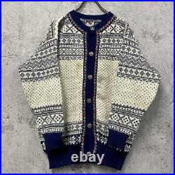 Men size L 90S Old Clothes Vintage Norwegian Cardigan Wool Men'S Size L Top Shir