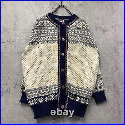 Men size L 90S Old Clothes Vintage Norwegian Cardigan Wool Men'S Size L Top Shir