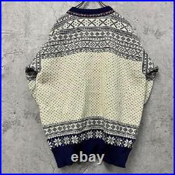 Men size L 90S Old Clothes Vintage Norwegian Cardigan Wool Men'S Size L Top Shir