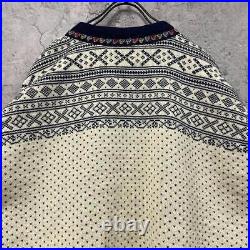 Men size L 90S Old Clothes Vintage Norwegian Cardigan Wool Men'S Size L Top Shir