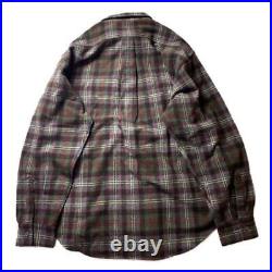 Men size L 90S Usa Made Old J. Crew Plaid Long Sleeve Flannel Shirt Gray Vintage