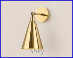 Mid Century Raw Brass Golden Shade Modern Wall Sconce For Living Room Fixture