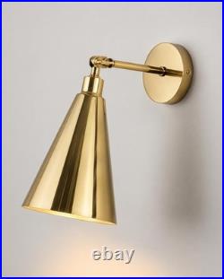 Mid Century Raw Brass Golden Shade Modern Wall Sconce For Living Room Fixture