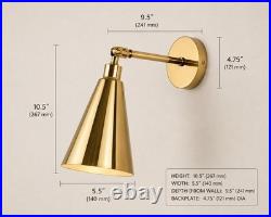 Mid Century Raw Brass Golden Shade Modern Wall Sconce For Living Room Fixture