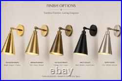Mid Century Raw Brass Golden Shade Modern Wall Sconce For Living Room Fixture