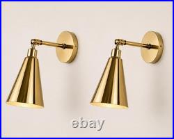 Mid Century Raw Brass Golden Shade Modern Wall Sconce For Living Room Fixture