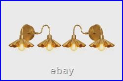 Modern Raw Brass Floral Pair of Wall Sconce Mid Century Sputnik Lamp For Bedroom