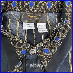 Monzini Collection Moda Italy Baroque 100% Silk Button Down Shirt Mens 2XL