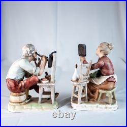 NORLEANS JAPAN Old Man Old Woman Figuerine Hairdressing Bedroom Bathroom Statue