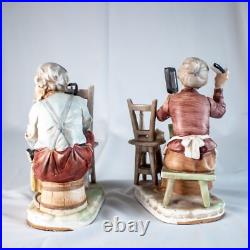 NORLEANS JAPAN Old Man Old Woman Figuerine Hairdressing Bedroom Bathroom Statue NORLEANS JAPAN Old Man Old Woman Figuerine Hairdressing Bedroom Bathroom Statue