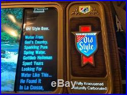 NOS Old Style beer sign vintage motion water scrolls lighted TV simulator light