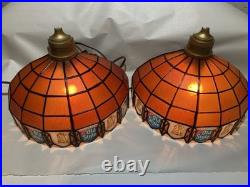 NOS Pair Vintage Old Style Beer Lighted Wall Sconce Sign Mint Embosograph 10