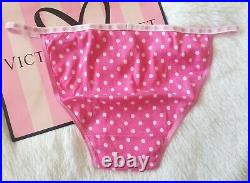 NWT Victoria's Secret Pink string bikini panties hot pink dotted band old style