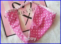 NWT Victoria's Secret Pink string bikini panties hot pink dotted band old style
