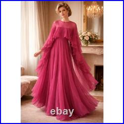 NWT Vintage 60s ILGWU Union Fuschia Chiffon Evening Gown Deadstock Old Hollywood