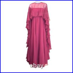 NWT Vintage 60s ILGWU Union Fuschia Chiffon Evening Gown Deadstock Old Hollywood