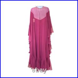 NWT Vintage 60s ILGWU Union Fuschia Chiffon Evening Gown Deadstock Old Hollywood