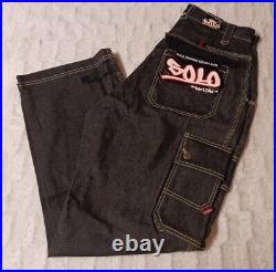 NWT Vintage Solo Semore Black Cargo Jeans Baggy Men's Size 34 90s Grunge Hip Hop