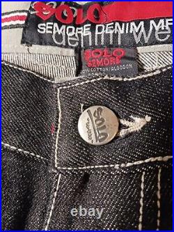 NWT Vintage Solo Semore Black Cargo Jeans Baggy Men's Size 34 90s Grunge Hip Hop