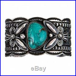 Navajo Bracelet Turquoise Sterling Silver ANDY CADMAN Old Pawn Style Vintage