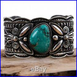 Navajo Bracelet Turquoise Sterling Silver ANDY CADMAN Old Pawn Style Vintage