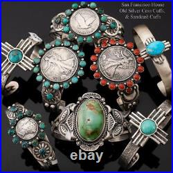 Navajo ROYSTON Turquoise Bracelet Cuff Sterling Silver Vintage Old Pawn Style