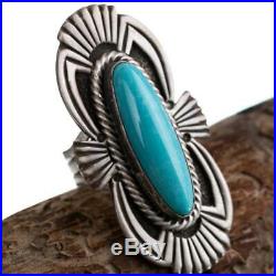 Navajo Ring Turquoise Sterling Silver HUGE 9 Long Old Pawn Style Vintage