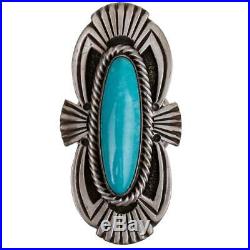Navajo Ring Turquoise Sterling Silver HUGE 9 Long Old Pawn Style Vintage