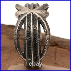 Navajo TUFA CAST Bracelet Old Pueblo Style Sterling Silver Vintage Cuff