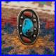 Navajo-Turquoise-And-Coral-Ring-Size-9-5-Native-American-Vintage-Old-Style-01-ybwm