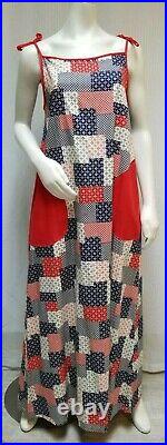 New Old Stock Vintage 1970s Styled by Tyrone Patchwork Print Maxi Dress M/L