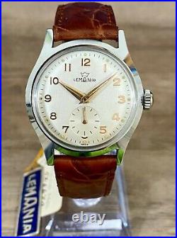 New Old Stock Vintage Lemania 203-PS cal. 3000, mint 33mm Military Style watch