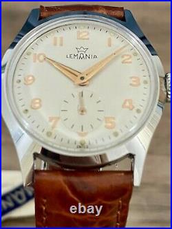 New Old Stock Vintage Lemania 203-PS cal. 3000, mint 33mm Military Style watch