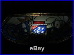 New Vtg Old Style Cold Beer Led Upgrade Faux Stained Glass Bar Light Pub Sign