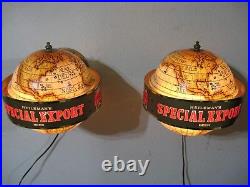 New Vtg Pair 1977 Special Export Beer Old Style World Motion Sign Bar Light A+