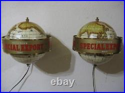 New Vtg Pair 1977 Special Export Beer Old Style World Motion Sign Bar Light A+