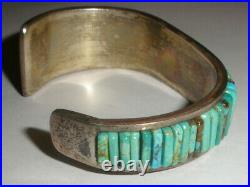 Nice Vintage Navajo old pawn turquoise sterling silver men bracelet Loloma style