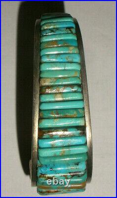 Nice Vintage Navajo old pawn turquoise sterling silver men bracelet Loloma style