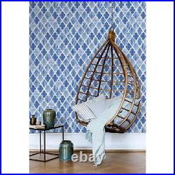 Non-woven wallpaper Blue Moroccan Vintage Old Style Pattern Wallcover