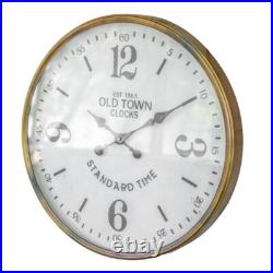 Nostalgic Old Town Vintage Style Station Clock Aged Brass Gold Frame