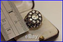 OLD CROW'S FEET 14k GOLD ROSE CUT DIAMOND OTTOMAN STYLE PRETTY STRONG RING