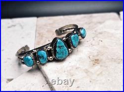 OLD PAWN Style Vintage NAVAJO Sterling Silver Turquoise Cuff Twisted Rope