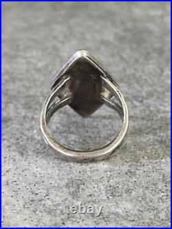 OLD Vintage Native American ZUNI Dishta Style Turquoise Inlay Sterling RING 6.5