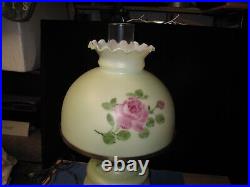 OLD Vtg Style Hurricane Double Globe 3 way Switch Lamp Light with Flowers Design