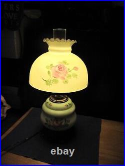 OLD Vtg Style Hurricane Double Globe 3 way Switch Lamp Light with Flowers Design