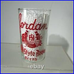 OUTSTANDING Jordan Old Style Beer Jordan Brewery Minnesota Vintage 1940's Glass