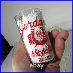 OUTSTANDING Jordan Old Style Beer Jordan Brewery Minnesota Vintage 1940's Glass