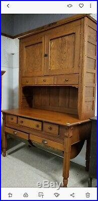 Oak Possum Belly Antique Baker's Hoosier Style Cabinet Old Vintage Cupboard NICE